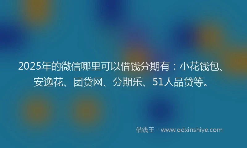 2025年的微信哪里可以借钱分期有：小花钱包、安逸花、团贷网、分期乐、51人品贷等。