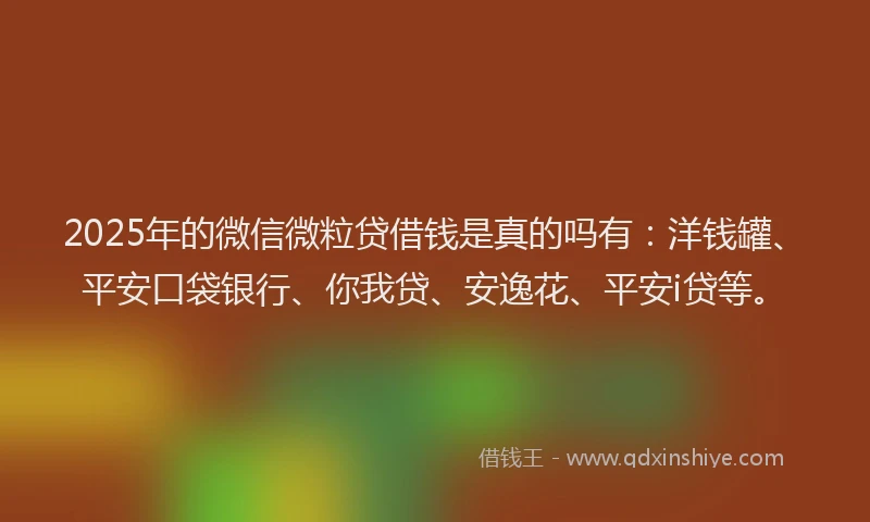 2025年的微信微粒贷借钱是真的吗有：洋钱罐、平安口袋银行、你我贷、安逸花、平安i贷等。