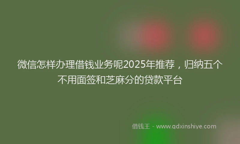 微信怎样办理借钱业务呢2025年推荐，归纳五个不用面签和芝麻分的贷款平台