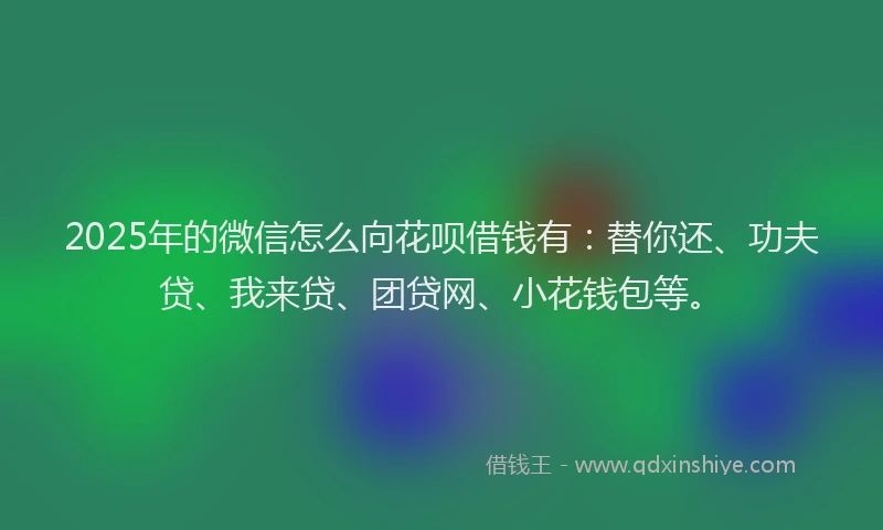 2025年的微信怎么向花呗借钱有：替你还、功夫贷、我来贷、团贷网、小花钱包等。
