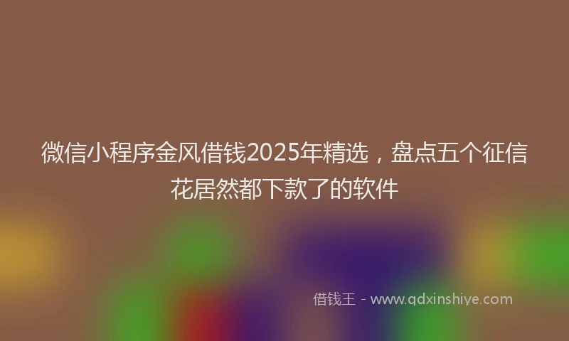 微信小程序金风借钱2025年精选，盘点五个征信花居然都下款了的软件