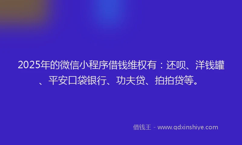 2025年的微信小程序借钱维权有：还呗、洋钱罐、平安口袋银行、功夫贷、拍拍贷等。