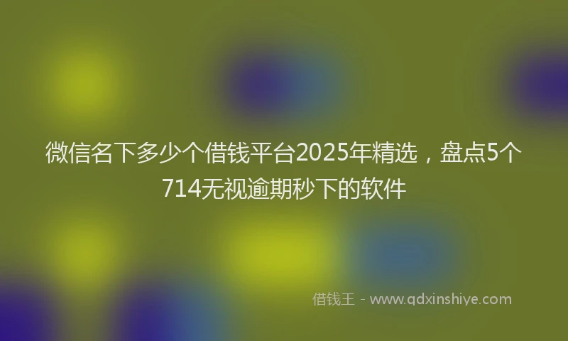 微信名下多少个借钱平台2025年精选，盘点5个714无视逾期秒下的软件