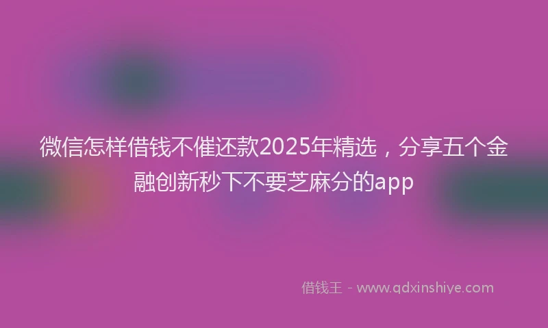 微信怎样借钱不催还款2025年精选，分享五个金融创新秒下不要芝麻分的app