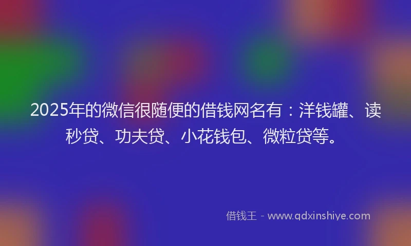 2025年的微信很随便的借钱网名有：洋钱罐、读秒贷、功夫贷、小花钱包、微粒贷等。