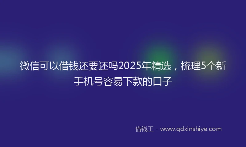 微信可以借钱还要还吗2025年精选，梳理5个新手机号容易下款的口子