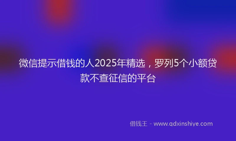 微信提示借钱的人2025年精选，罗列5个小额贷款不查征信的平台