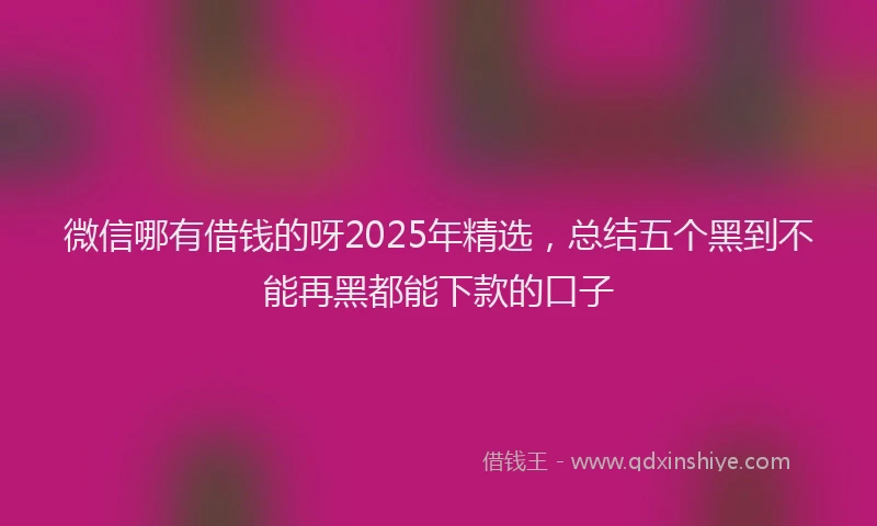 微信哪有借钱的呀2025年精选，总结五个黑到不能再黑都能下款的口子