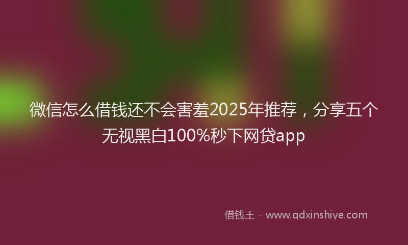 微信怎么借钱还不会害羞2025年推荐，分享五个无视黑白100%秒下网贷app