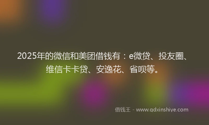 2025年的微信和美团借钱有：e微贷、投友圈、维信卡卡贷、安逸花、省呗等。