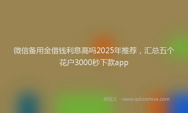 微信备用金借钱利息高吗2025年推荐，汇总五个花户3000秒下款app