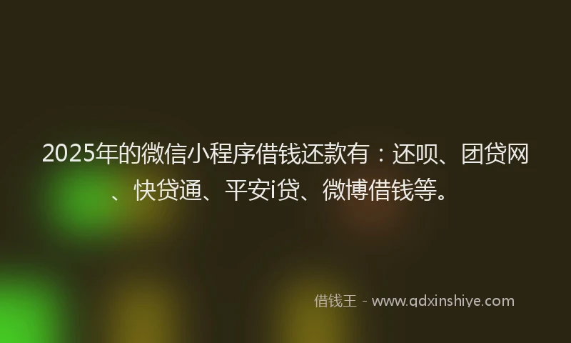 2025年的微信小程序借钱还款有：还呗、团贷网、快贷通、平安i贷、微博借钱等。