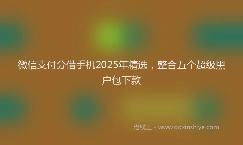 微信支付分借手机2025年精选，整合五个超级黑户包下款