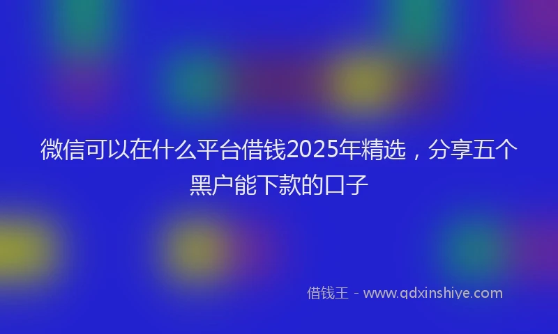 微信可以在什么平台借钱2025年精选，分享五个黑户能下款的口子