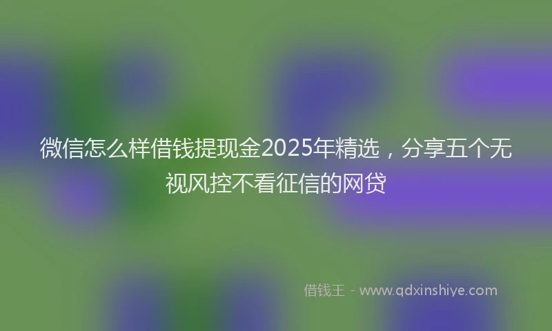 微信怎么样借钱提现金2025年精选，分享五个无视风控不看征信的网贷