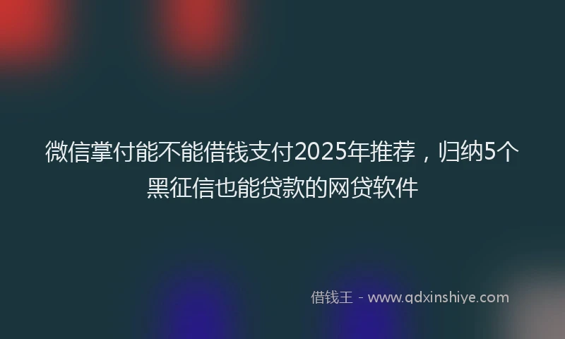 微信掌付能不能借钱支付2025年推荐，归纳5个黑征信也能贷款的网贷软件
