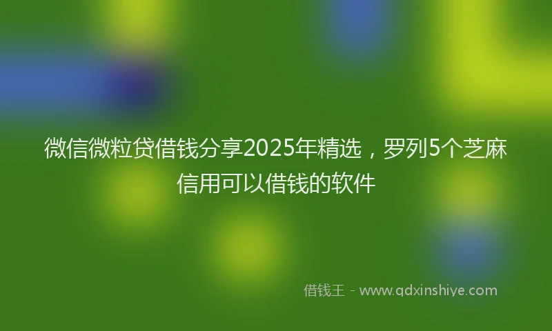 微信微粒贷借钱分享2025年精选，罗列5个芝麻信用可以借钱的软件
