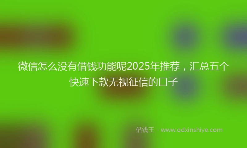 微信怎么没有借钱功能呢2025年推荐，汇总五个快速下款无视征信的口子