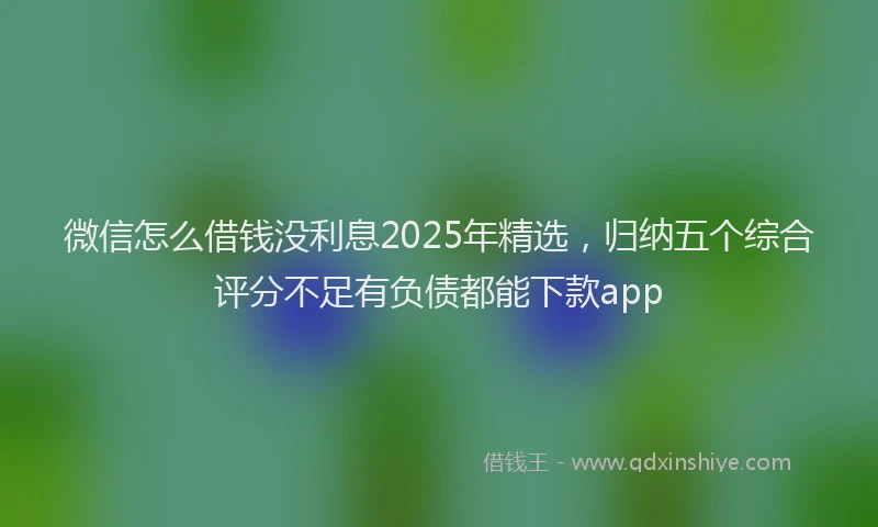 微信怎么借钱没利息2025年精选，归纳五个综合评分不足有负债都能下款app