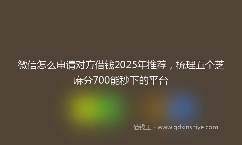 微信怎么申请对方借钱2025年推荐，梳理五个芝麻分700能秒下的平台