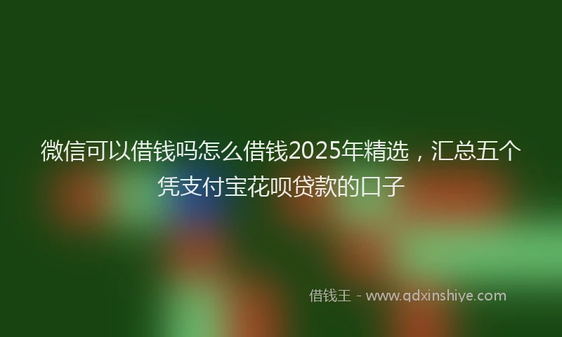 微信可以借钱吗怎么借钱2025年精选，汇总五个凭支付宝花呗贷款的口子