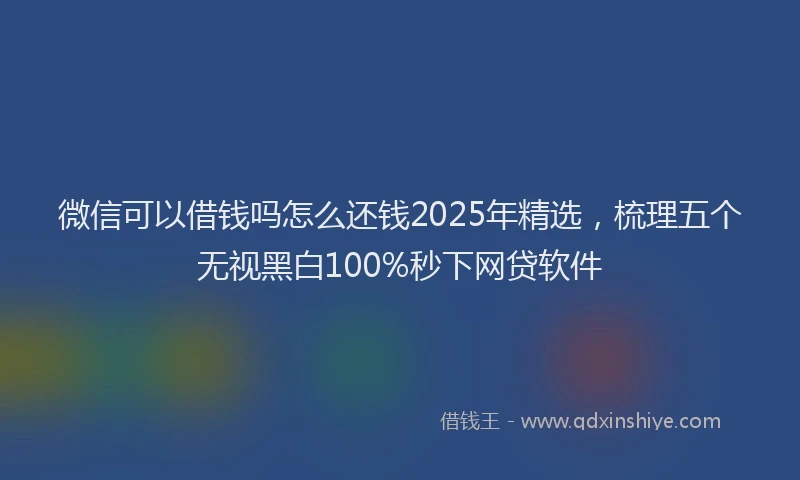 微信可以借钱吗怎么还钱2025年精选，梳理五个无视黑白100%秒下网贷软件