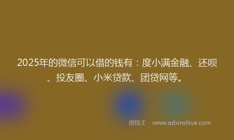 2025年的微信可以借的钱有：度小满金融、还呗、投友圈、小米贷款、团贷网等。