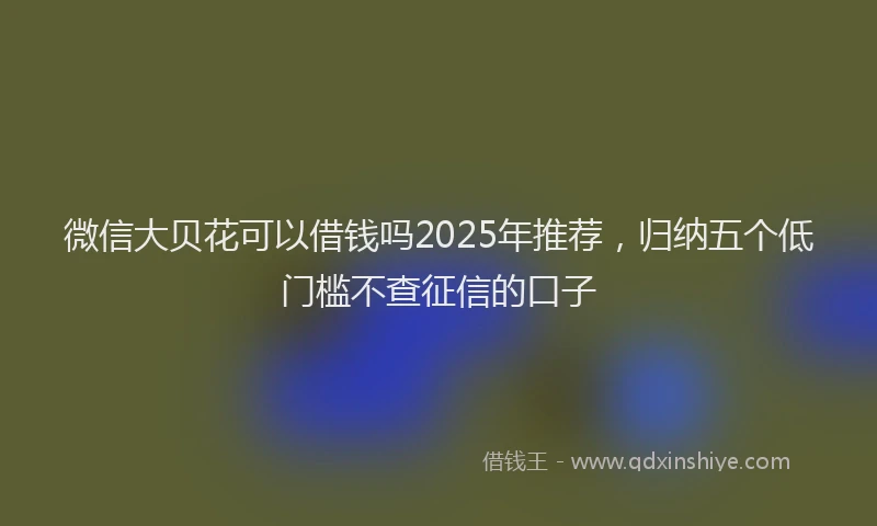 微信大贝花可以借钱吗2025年推荐，归纳五个低门槛不查征信的口子