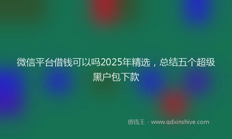 微信平台借钱可以吗2025年精选，总结五个超级黑户包下款