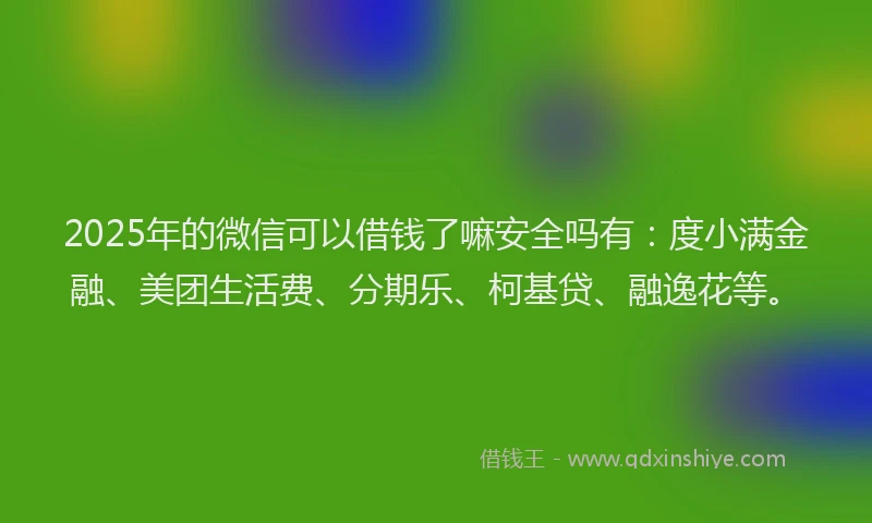 2025年的微信可以借钱了嘛安全吗有：度小满金融、美团生活费、分期乐、柯基贷、融逸花等。