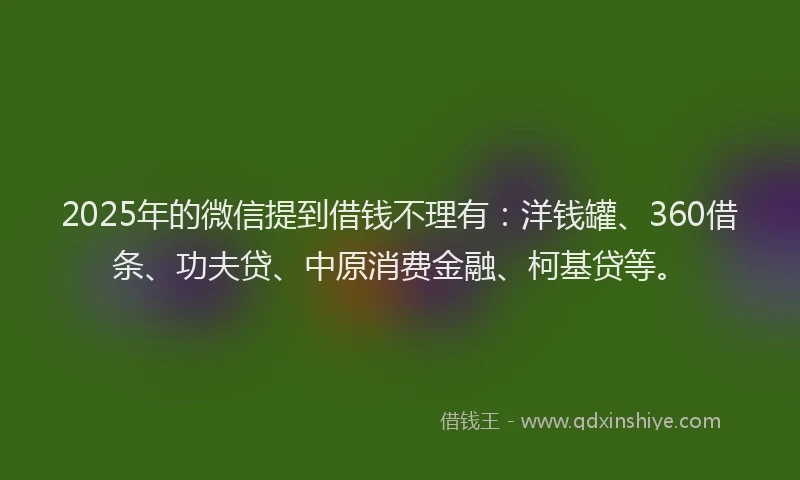 2025年的微信提到借钱不理有：洋钱罐、360借条、功夫贷、中原消费金融、柯基贷等。