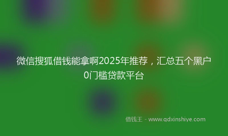 微信搜狐借钱能拿啊2025年推荐，汇总五个黑户0门槛贷款平台