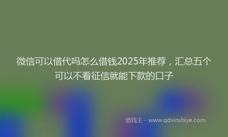 微信可以借代吗怎么借钱2025年推荐，汇总五个可以不看征信就能下款的口子