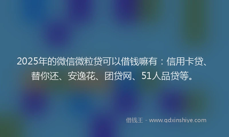 2025年的微信微粒贷可以借钱嘛有：信用卡贷、替你还、安逸花、团贷网、51人品贷等。