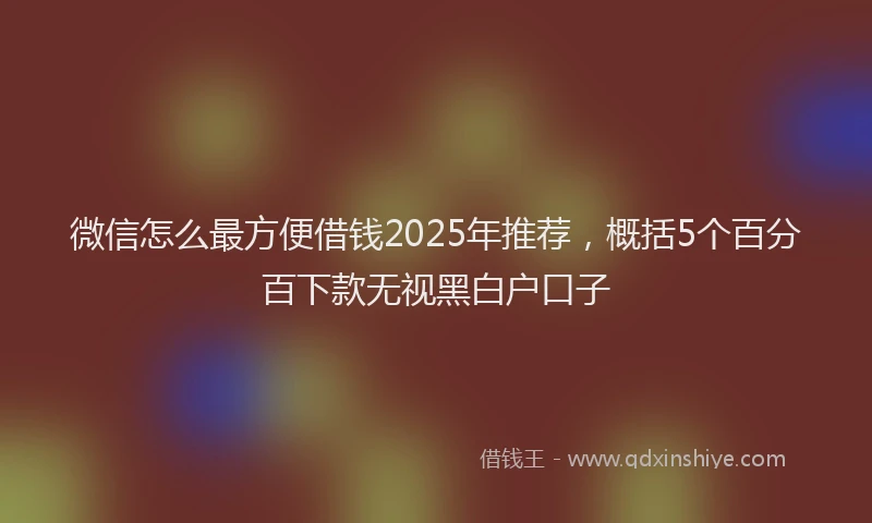 微信怎么最方便借钱2025年推荐，概括5个百分百下款无视黑白户口子