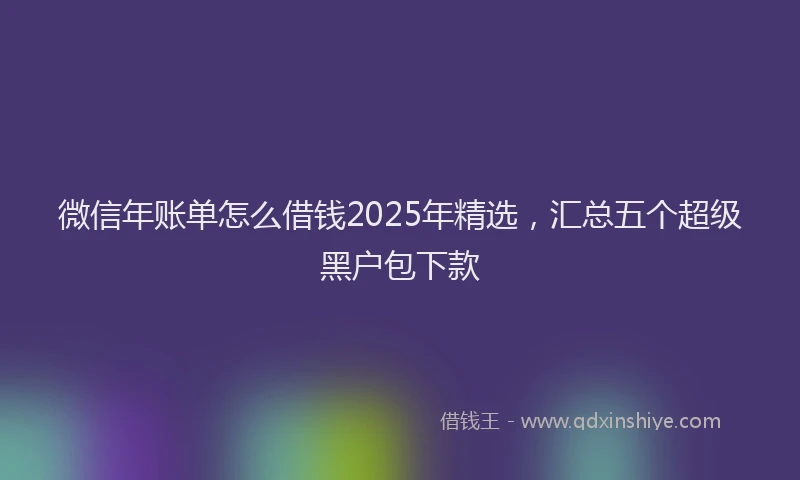 微信年账单怎么借钱2025年精选，汇总五个超级黑户包下款