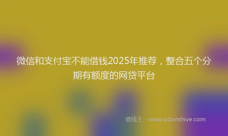 微信和支付宝不能借钱2025年推荐，整合五个分期有额度的网贷平台