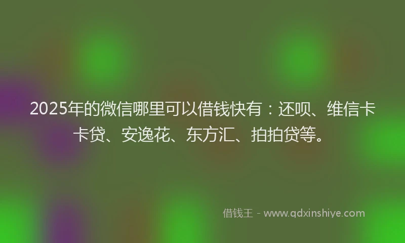 2025年的微信哪里可以借钱快有：还呗、维信卡卡贷、安逸花、东方汇、拍拍贷等。