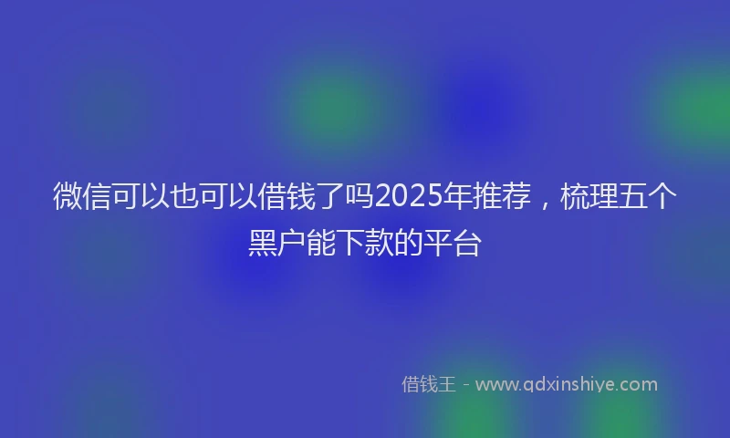 微信可以也可以借钱了吗2025年推荐，梳理五个黑户能下款的平台