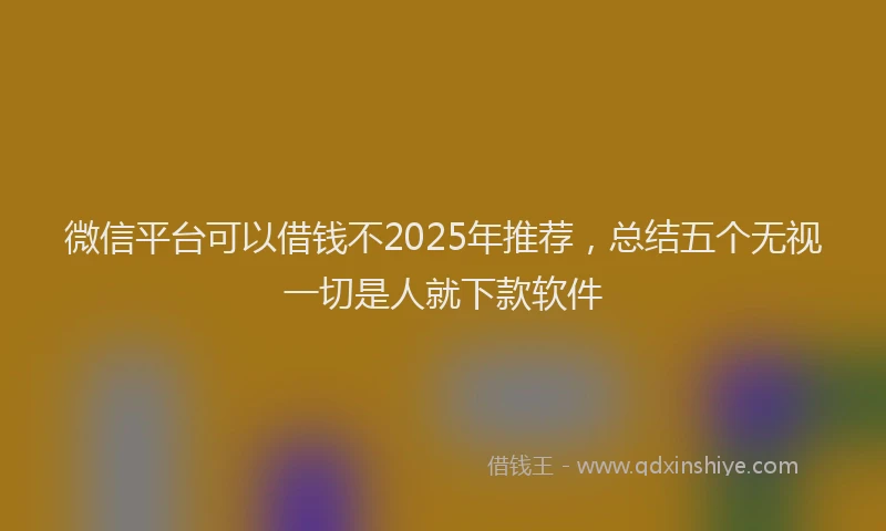 微信平台可以借钱不2025年推荐，总结五个无视一切是人就下款软件