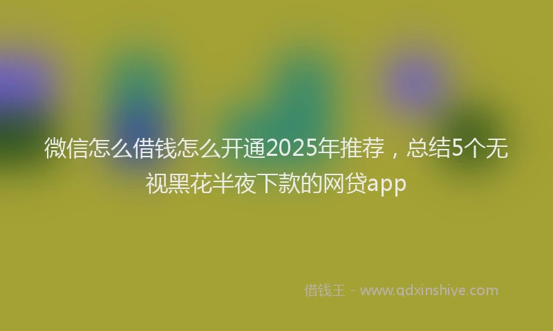 微信怎么借钱怎么开通2025年推荐，总结5个无视黑花半夜下款的网贷app
