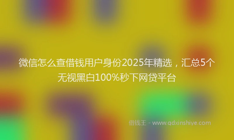微信怎么查借钱用户身份2025年精选，汇总5个无视黑白100%秒下网贷平台