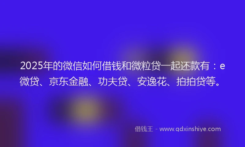 2025年的微信如何借钱和微粒贷一起还款有：e微贷、京东金融、功夫贷、安逸花、拍拍贷等。