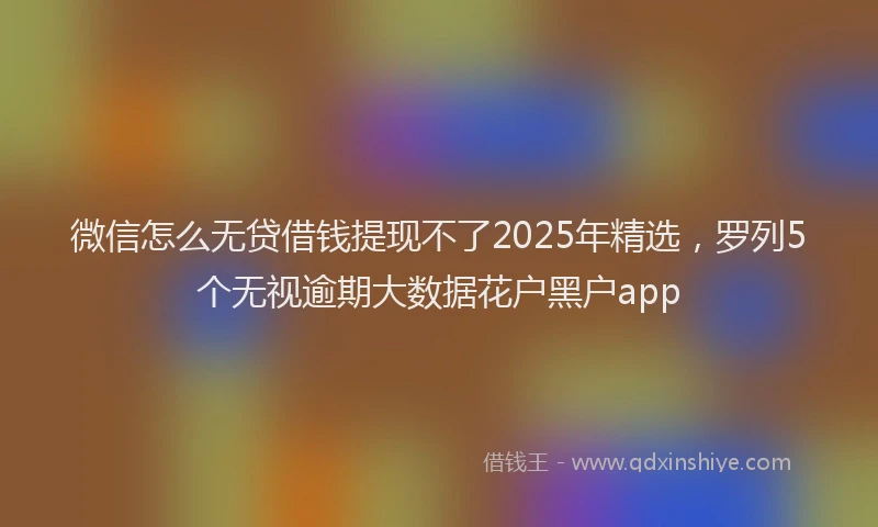 微信怎么无贷借钱提现不了2025年精选，罗列5个无视逾期大数据花户黑户app