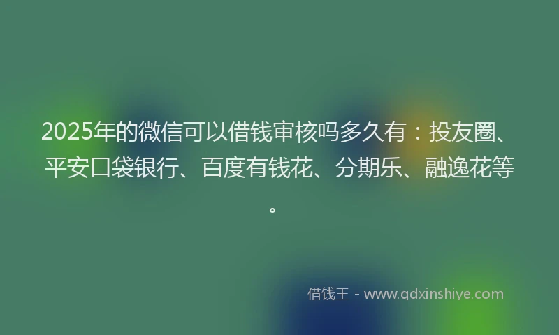 2025年的微信可以借钱审核吗多久有：投友圈、平安口袋银行、百度有钱花、分期乐、融逸花等。