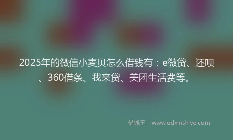 2025年的微信小麦贝怎么借钱有：e微贷、还呗、360借条、我来贷、美团生活费等。