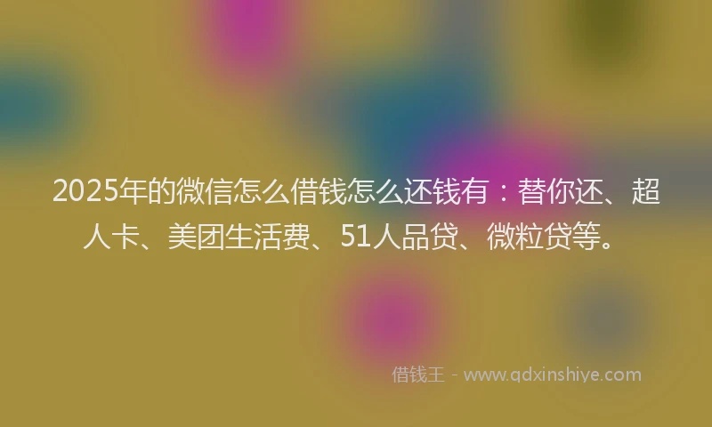 2025年的微信怎么借钱怎么还钱有：替你还、超人卡、美团生活费、51人品贷、微粒贷等。