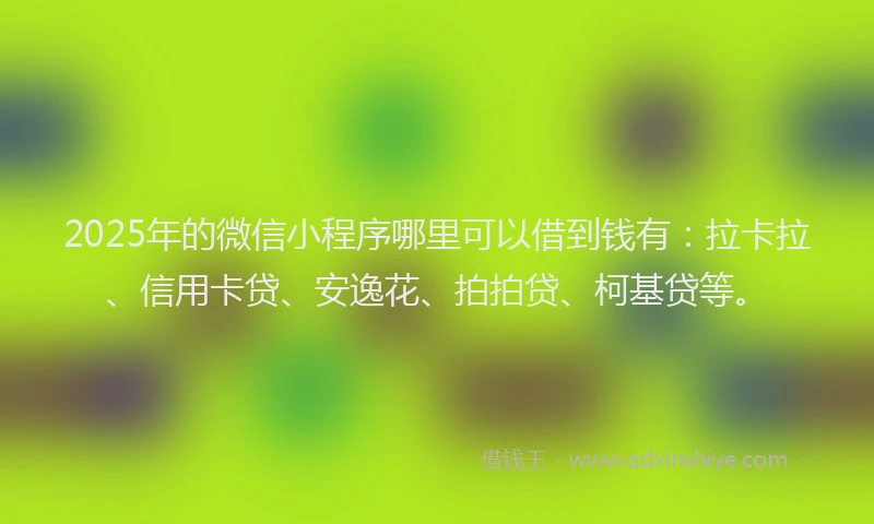 2025年的微信小程序哪里可以借到钱有：拉卡拉、信用卡贷、安逸花、拍拍贷、柯基贷等。