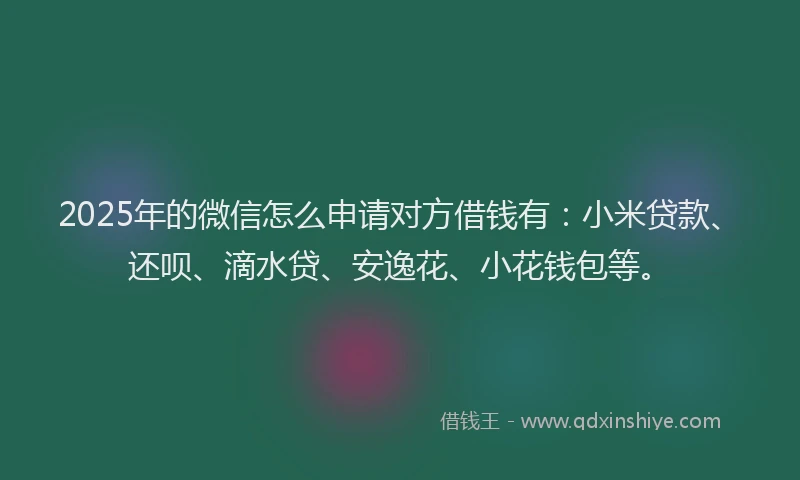 2025年的微信怎么申请对方借钱有：小米贷款、还呗、滴水贷、安逸花、小花钱包等。