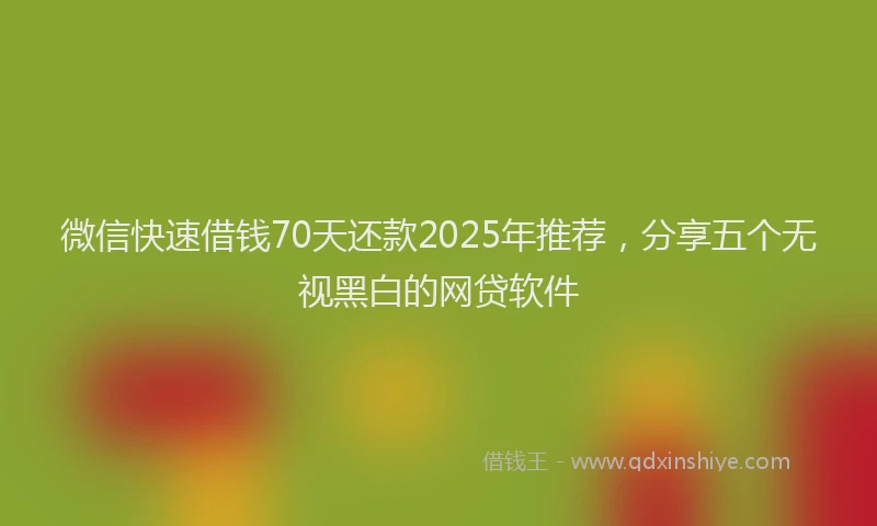 微信快速借钱70天还款2025年推荐，分享五个无视黑白的网贷软件